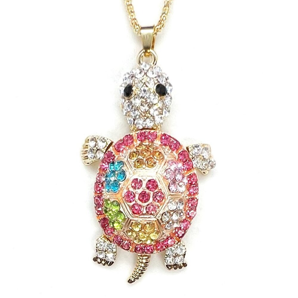 Pink Colorful TURTLE Pendant Necklace